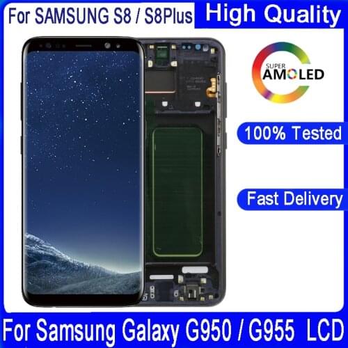 100%Original LCD For Samsung Galaxy S8 S8 plus G950 G950F G955Fd G955F G955 With Frame Lcd Display With Touch Screen Digitize
