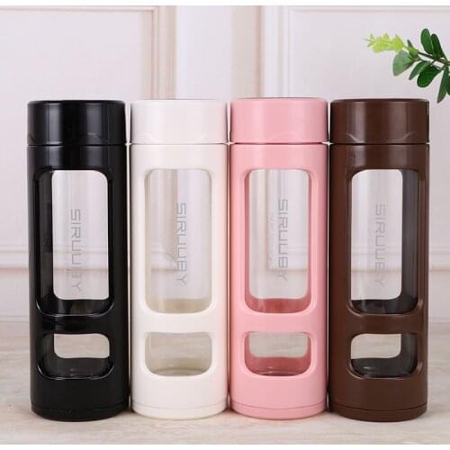 380ml Mini Transparent Tea Glass Water Bottles For Girls BPA Free Outdoor Water Bottle With Portable Rope Travel Tea Glass Cup
