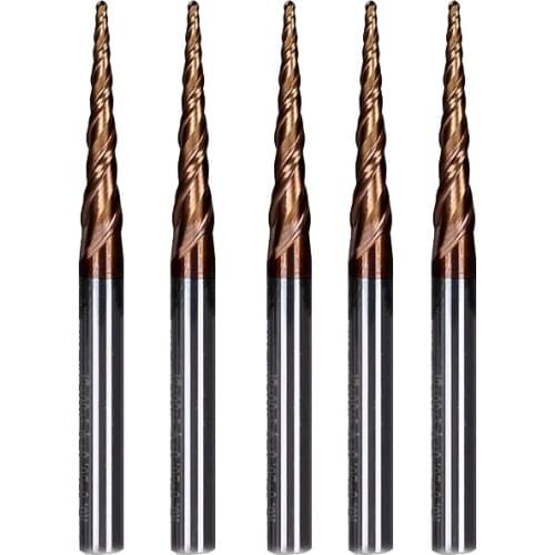 5PCS/LOT R0.5*D4*20.5*50L*2F HRC55 Tungsten solid carbide Tapered Ball Nose End Mills and cone cutter