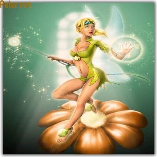 5D Diamond painting Cartoon anime cross stitch portrait 3 Square\Round diamond mosaic Full Diamond embroidery Golden lotus girl