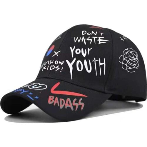 2021 Fashion Women Men Hats Adjustable Black White Color Printing Graffiti All-matching Baseball Cap For Male Female Street Caps