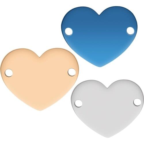 20pcs/lot 304 Stainless Steel Accessory Jewelry 1.2mm Thickness heart-shaped 9*12mm Tags Multicolor Engraved logo SP018