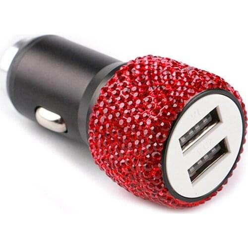 Diamond-studded Car Charger Dual USB Charging Fast-charged Car Mobile Phone Car Charger 3 In 1 Crystal USB Charging Cable
