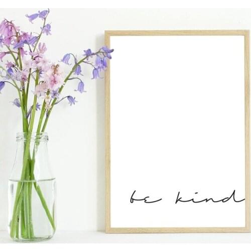Be Kind Art Print Modern Minimalism Kids Wall Art Canvas Painting Black and White Picture Nordic Poster Living Room Home Decor