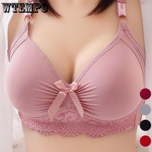 Push Up Bra for Women Lace Seamless Underwear Plus Size Bras Sexy Wireless Pink Bralette 42C Large Cup Female Lingerie Brassiere