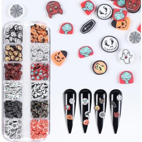 Hallows' Day Nail Art Decoration Ghost Jack-o-lantern Skeleton Mummy Flake Manicure Tool Accessory Kit For Holiday Dressing