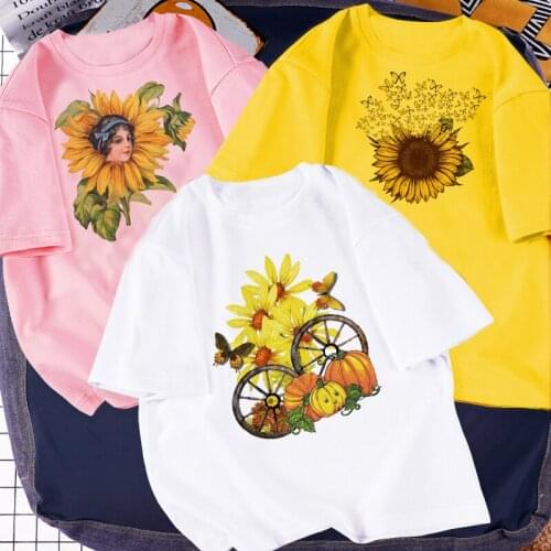 Childrens T-Shirt Children for Girl Boy Girls Kids Kids Shirts Child Baby Toddler sunflower Party Tee Tops Clothing Short Tees