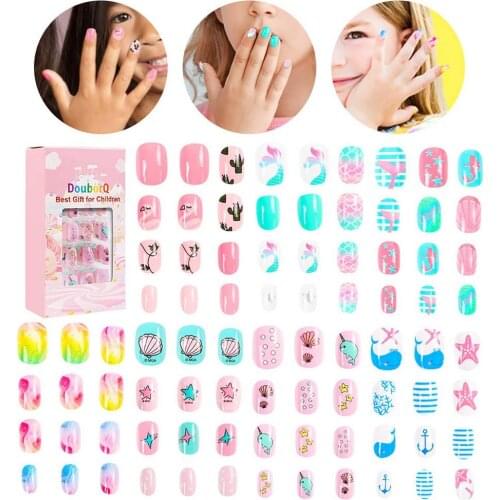 Kids Fake Nails Pre-glue Full Cover Stick On Nails Different Styles Very Suitable For Children Girls Or Short-handed Women