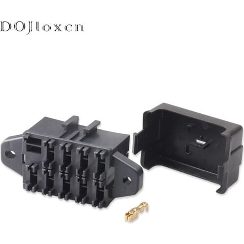 1 Set 9 Pin Double Row Road Medium Auto Relay Fuse Box With Terminals BX2091-1 Car Insurance Holder For Cars, Electric Cars