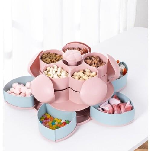 Petal Design Double-layer Rotating Snack Box for Wedding Party Food Storage Box