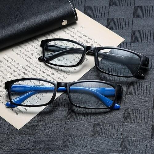 Elbru 2021 New Anti Blue Light Reading Glasses Women Men Clear Lens Spectacles Ultralight Square Antifatigue Eyeglasses 0 to 4.0
