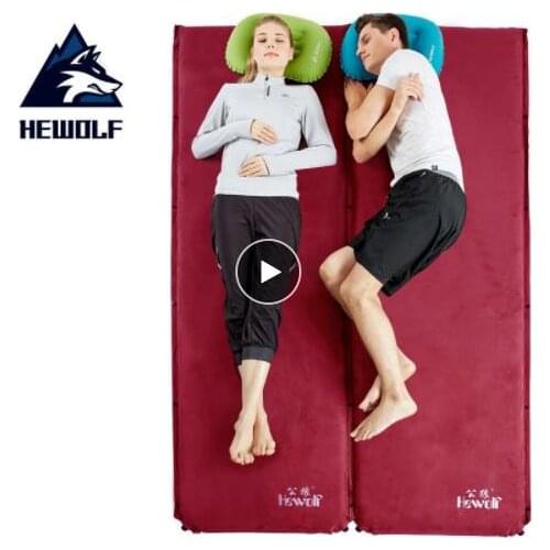 Hewolf 6.5cm Thick Suede Automatic Inflatable Cushion Hiking Moisture-proof Mattress Outdoor Camping Tent Picnic Mat BBQ Nap Pad