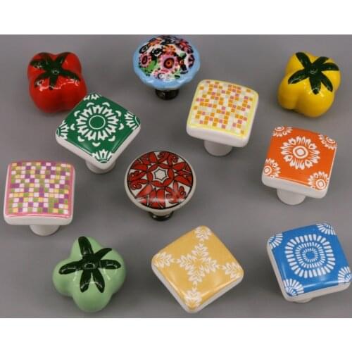 Ceramic Furniture Knob Children Room Drawer Closet pull for Cabinets Colorful Kitchen Handle Hardware Pack of 1