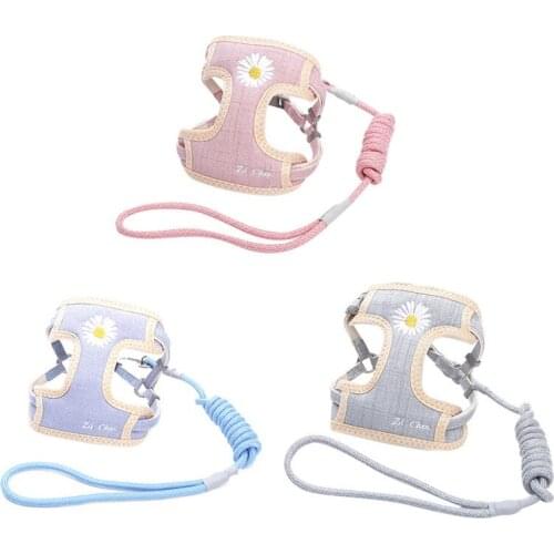 Cat Harness and Leash Set Cat Dog Breathable Mesh Harness Cat Kitten Durable Walking Harnesses Leads Pet Vest Harness V
