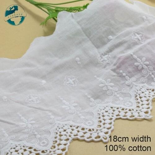 5yards 18cm wide 100% Cotton embroid lace sewing ribbon guipure trim wedding lace DIY Garment Accessories african doll lace#3978