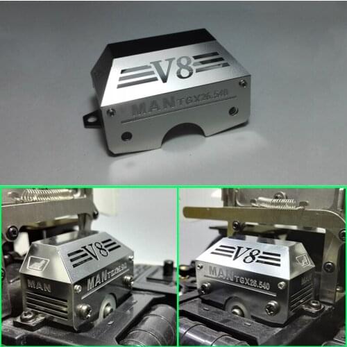 Metal V8 Hood Wave Box Cover for 1/14 Tamiya RC Truck Car MAN TGX 56325 Diy Parts