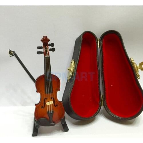 1/12 Scale Dollhouse Miniature Musical Instrument Wooden Violin with Box for 12th Music Room Decoration Accessories