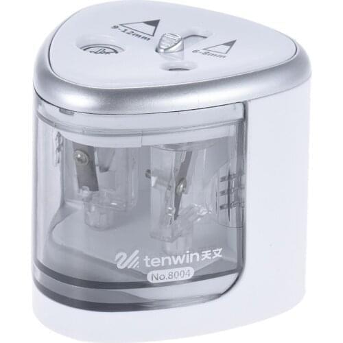 Multi-functional Automatic Electric Pencil Sharpener Battery Operated with 2 Holes from 6 -12mm Simple design for School Student