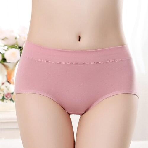 Fashion Female Panties Women Solid Color Breathable Underwear Ladies Briefs Seamless Mid Waist Panties