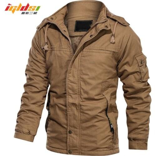 Mens Winter Thick Warm Parka Fleece Jacket Multi-Pocket Casual Tactical Army Hooded Jacket Outwear Coats Jaquetas Masculina