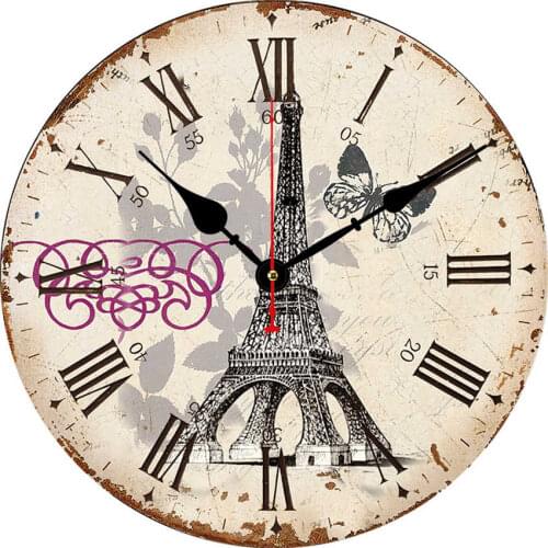 Tower Sunrise Paris Wall Clock Silent Non Ticking France Retro Vintage Clocks Battery Operated Vintage Desk Clock 6Inch Quartz