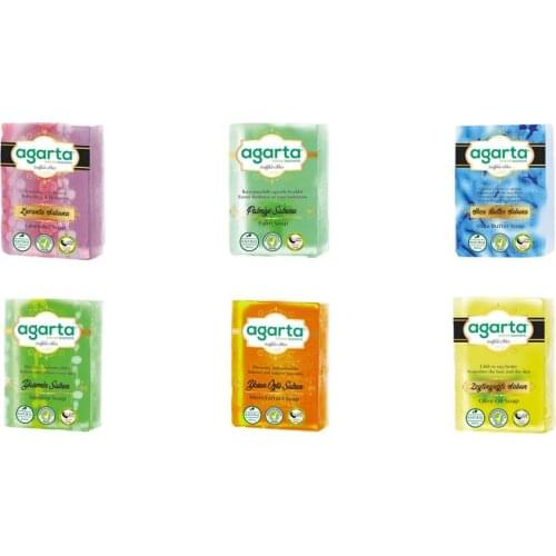 AGARTA NATURAL SOAP 6 PIECES (LAVENDER, PALM, SHEA BUTTER, JASMINE, SEAWEED, OLIVE OIL)