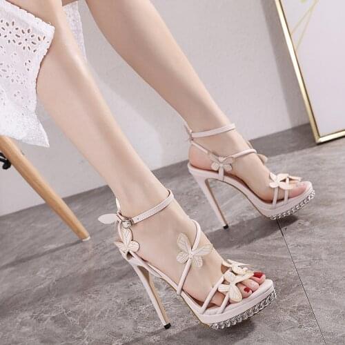 2021 spring and summer new ladies fashion fish mouth high heels sexy waterproof platform stiletto sandals