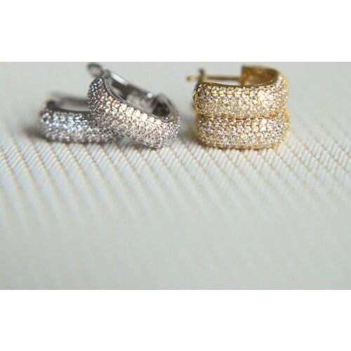 2017 new arrive micro pave cz gold silver color square shape clip on fashion bling sparking women cz earring new