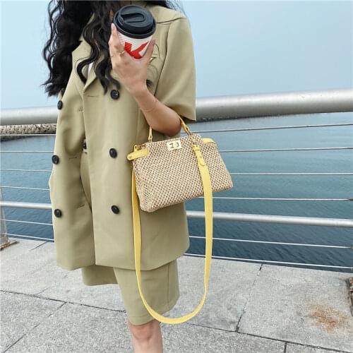 New Fashion Womens Crossbody Bags Summer Straw Beach Bag High Quality Branded Female Shoulder Bag Luxury Designer Shopper Purse