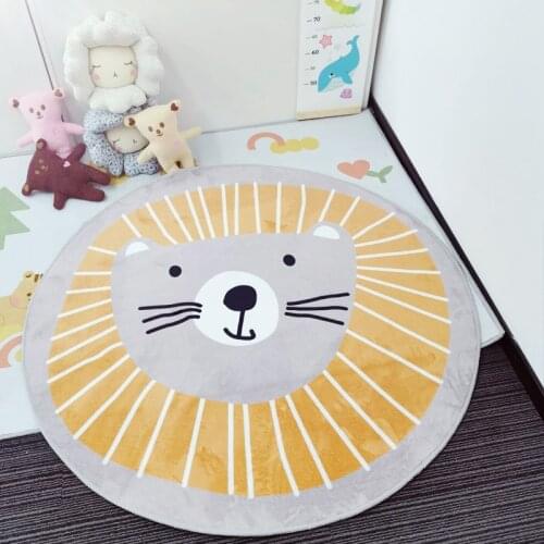 Ins2021 New Non-Slip round Carpet Cartoon Lion Childrens Room Foldable Carpet Bedside Blanket Mat