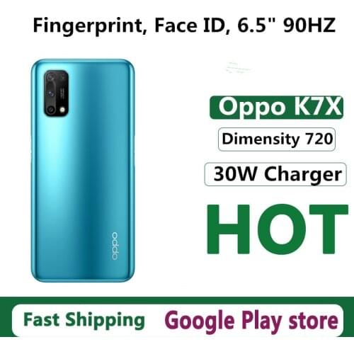 New Oppo K7X 5G Cell Phone Dual Sim Fingerprint 6.5" 90HZ Dimensity 720 Face ID 48.0MP Android 11.0 OTA 30W Charger OTG GPS