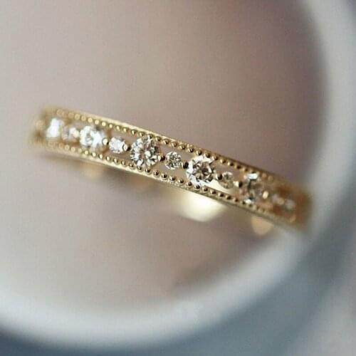 DANS ELEMENT Wedding Rings For Women Simple Hollow Out Cubic Zirconia Light Valentine Gifts Fashion Jewelry DEKCR541