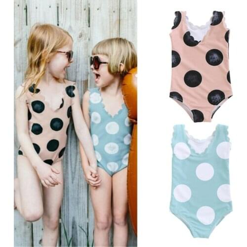 1-5Y Kids Baby Girl Swimwear Bikini Polka Dots Swimsuit Bodysuit Toddler Girl Summer Bathing Suit Sling Bow Monkini Beachwear