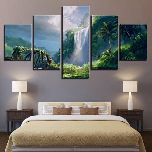 Landscape Sky Cloud Star Mountain River Hot Air Balloon 5 Piece Wall Pictures For Living Room Color Painting Art Home Decor