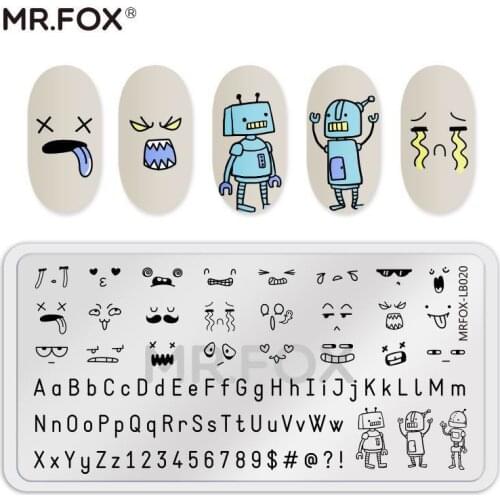 MRFOX Nail Stamping Plates Letter Geometry Expression Love Pattern High Quality Nail art Stamping Plate Manicure Tools