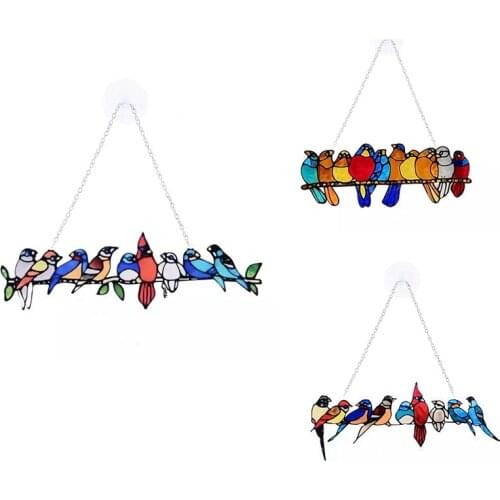 Simple Style Cartoon Birds Ornaments Window Wall Pendant Home Room Decoration Acrylic Home Ornament