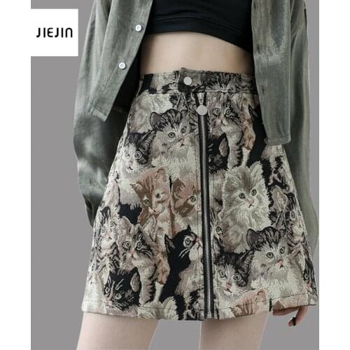 Early Spring European And American Style Womens Wholesale High Waist Zipper Cute Cat Skirt High Quality Top Selling Products