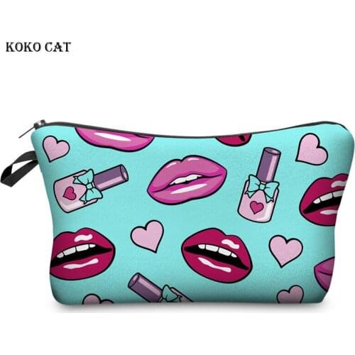 Multicolor Sexy Lips Pattern Makeup Bags Women Cosmetic Bag Travel Organizer Cosmetics Pouchs Ladies Toiletry Pack Pencil Case
