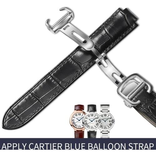 Genuine Leather Watch Band Suit for BALLON BIEU DE CARTIER Wristwatch Replacement Strap 14mm 16mm 18mm 20mm 22mm +Folding Buckle