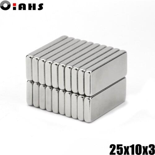 50pcs F25x10x3mm Super Powerful Strong Rare Earth Block NdFeB Magnet Neodymium N35 Magnets F25*10*3mm- Free Shipping