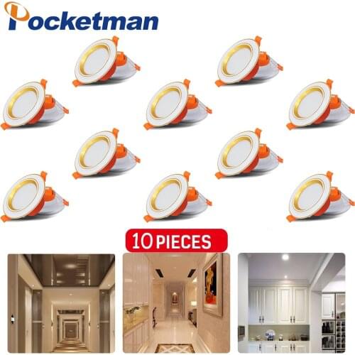 10 Packs LED Downlight 220V 5W Recessed Round LED Ceiling Lamp AC 220V Indoor Lighting Warm White Cold White