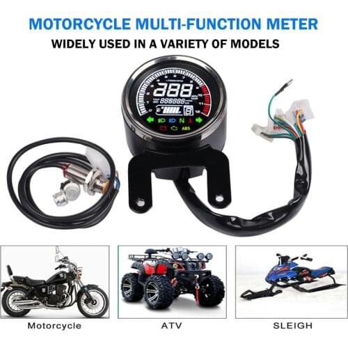 12V Motorcycle Tachometer Meter LED Backlight LCD For Harley-Digital Speedometer Temperature Fuel Meter Motorcycle Level Gauge