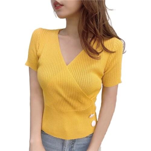 Knit Short Sleeve Striped Shrug Short Shirt Slim Classic Casual Lightweight Knit For Women Girls TT@88