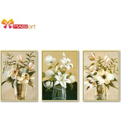 Cross stitch kits Embroidery needlework sets 11CT water soluble canvas patterns 14CT Modern style hand-painted flowers -NCMF288