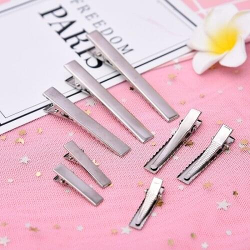 50PCS New Silver Flat Metal Single Prong Alligator Hair Clips Crocodile Barrette for Bows DIY Hairpins Gifts Craft Fast Delivery