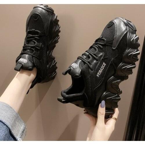 2020 Platform Spring Lady Sneakers Women Shoes Fashion Female black Sneakers with High Sole Shoes Women High Top Chunky Sneaker