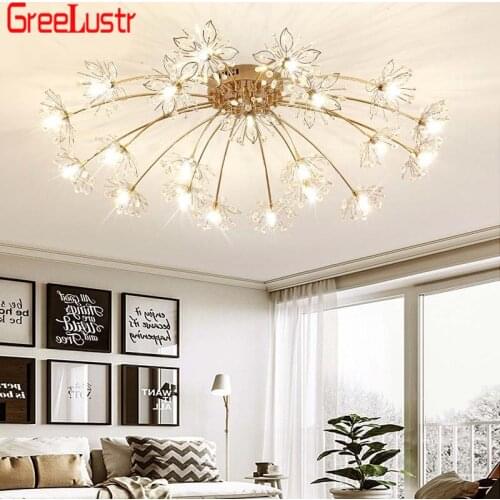 Gold/Black Crystal Design Chandeliers Ceiling Lamp Fixtures G4 Led Lustre plafondlamp Home Decor crystal lamparas de techo