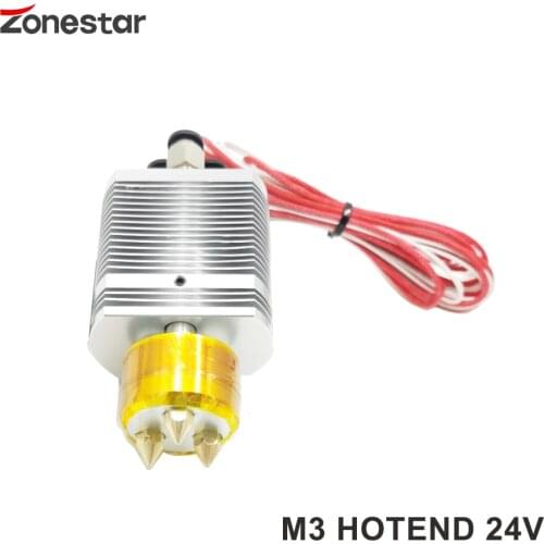 ZONESTAR 3 Color Hotend 3-IN-3-OUT Triple-Extruder Nozzle Size 0.4mm 3D Printer Parts Filament 1.75mm 24V50W Heater