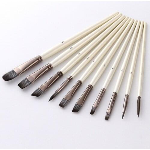 10 pieces of pearl white pen holder oil painting pen black and white nylon wool watercolor pen art supplies