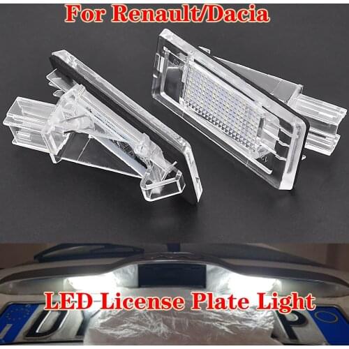 2Pcs For Renault Espace Scenic Laguna Fluence Captur Modus For Dacia Duster Lodgy Logan White LED License Number Plate Light